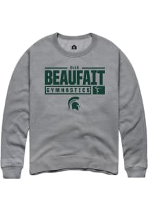 Elle Beaufait  Rally Michigan State Spartans Mens Grey NIL Stacked Box Long Sleeve Crew Sweatshi..