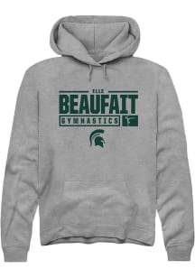 Elle Beaufait  Rally Michigan State Spartans Mens Grey NIL Stacked Box Long Sleeve Hoodie