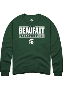 Elle Beaufait  Rally Michigan State Spartans Mens Green NIL Stacked Box Long Sleeve Crew Sweatsh..