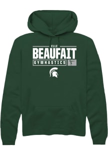 Elle Beaufait  Rally Michigan State Spartans Mens Green NIL Stacked Box Long Sleeve Hoodie