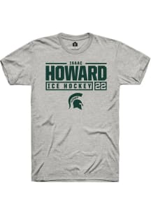 Isaac Howard Ash Michigan State Spartans NIL Stacked Box Short Sleeve T Shirt