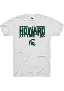Isaac Howard White Michigan State Spartans NIL Stacked Box Short Sleeve T Shirt