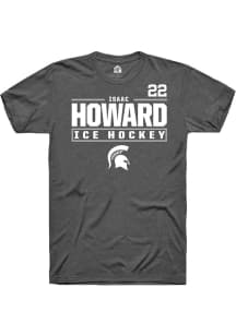 Isaac Howard Dark Grey Michigan State Spartans NIL Stacked Box Short Sleeve T Shirt