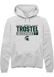 Isabella Trostel  Rally Michigan State Spartans Mens White NIL Stacked Box Long Sleeve Hoodie