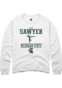 Katie Sawyer Rally Mens White Michigan State Spartans NIL Sport Icon Crew Sweatshirt