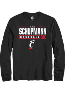 Kyle Schupmann  Cincinnati Bearcats Black Rally NIL Stacked Box Long Sleeve T Shirt