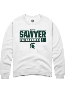 Katie Sawyer Rally Mens White Michigan State Spartans NIL Stacked Box Crew Sweatshirt