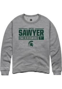 Katie Sawyer Rally Mens Graphite Michigan State Spartans NIL Stacked Box Crew Sweatshirt