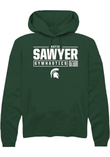 Katie Sawyer Rally Mens Green Michigan State Spartans NIL Stacked Box Hooded Sweatshirt