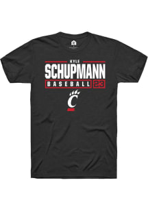 Kyle Schupmann  Cincinnati Bearcats Black Rally NIL Stacked Box Short Sleeve T Shirt