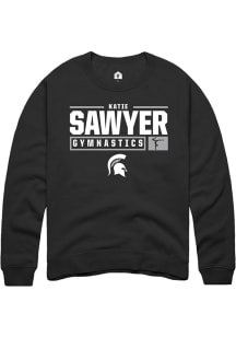 Katie Sawyer Rally Mens Black Michigan State Spartans NIL Stacked Box Crew Sweatshirt