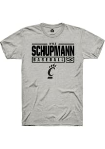 Kyle Schupmann  Cincinnati Bearcats Ash Rally NIL Stacked Box Short Sleeve T Shirt