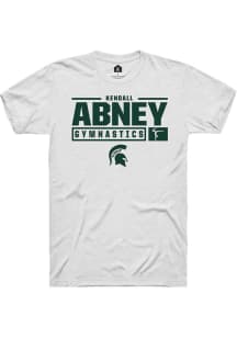 Kendall Abney White Michigan State Spartans NIL Stacked Box Short Sleeve T Shirt