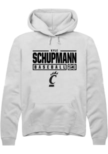 Kyle Schupmann  Rally Cincinnati Bearcats Mens White NIL Stacked Box Long Sleeve Hoodie