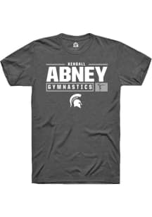 Kendall Abney Dark Grey Michigan State Spartans NIL Stacked Box Short Sleeve T Shirt