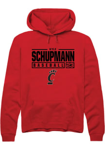 Kyle Schupmann  Rally Cincinnati Bearcats Mens Red NIL Stacked Box Long Sleeve Hoodie