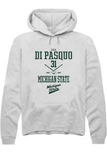 Luca Di Pasquo Rally Mens White Michigan State Spartans NIL Sport Icon Hooded Sweatshirt