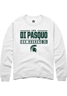 Luca Di Pasquo Rally Mens White Michigan State Spartans NIL Stacked Box Crew Sweatshirt