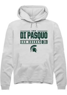 Luca Di Pasquo Rally Mens White Michigan State Spartans NIL Stacked Box Hooded Sweatshirt