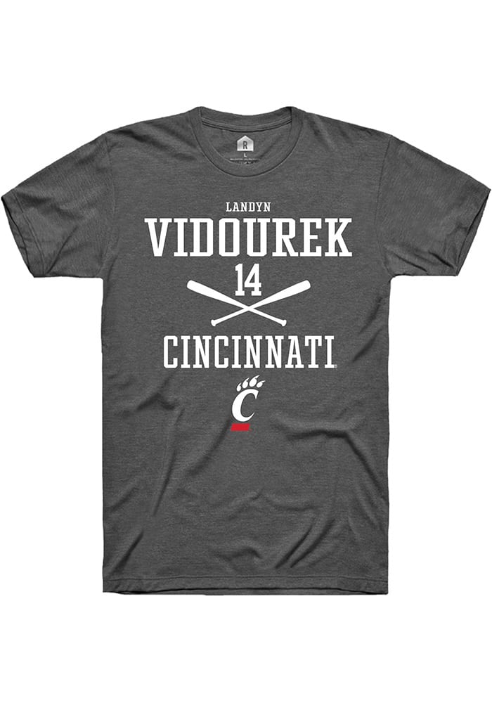 Landyn Vidourek  Cincinnati Bearcats Dark Grey Rally NIL Sport Icon Short Sleeve T Shirt