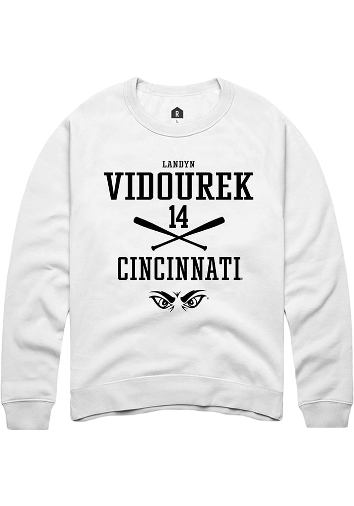 Landyn Vidourek Rally Cincinnati Bearcats Mens White NIL Sport Icon Long Sleeve Crew Sweatshirt