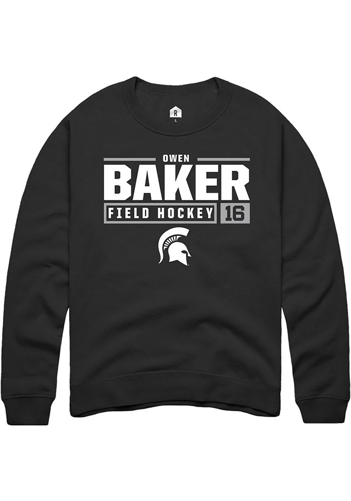 Owen Baker Michigan State Spartans Mens BLACK NIL Stacked Box Crew