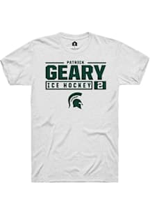 Patrick Geary  Michigan State Spartans White Rally NIL Stacked Box Short Sleeve T Shirt