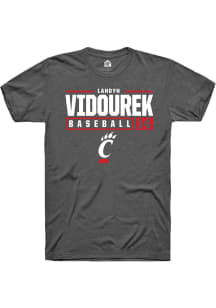 Landyn Vidourek  Cincinnati Bearcats Dark Grey Rally NIL Stacked Box Short Sleeve T Shirt