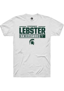 Stephanie Lebster White Michigan State Spartans NIL Stacked Box Short Sleeve T Shirt