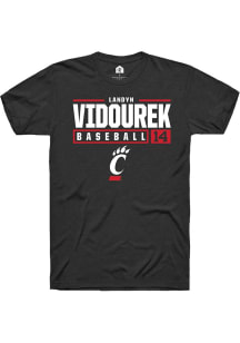 Landyn Vidourek  Cincinnati Bearcats Black Rally NIL Stacked Box Short Sleeve T Shirt