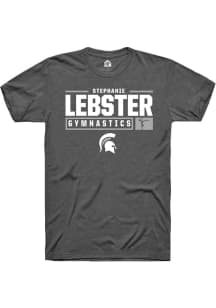 Stephanie Lebster Dark Grey Michigan State Spartans NIL Stacked Box Short Sleeve T Shirt