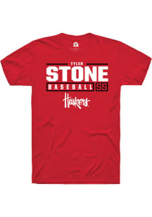 Tyler Stone  Nebraska Cornhuskers Red Rally NIL Stacked Box Short Sleeve T Shirt