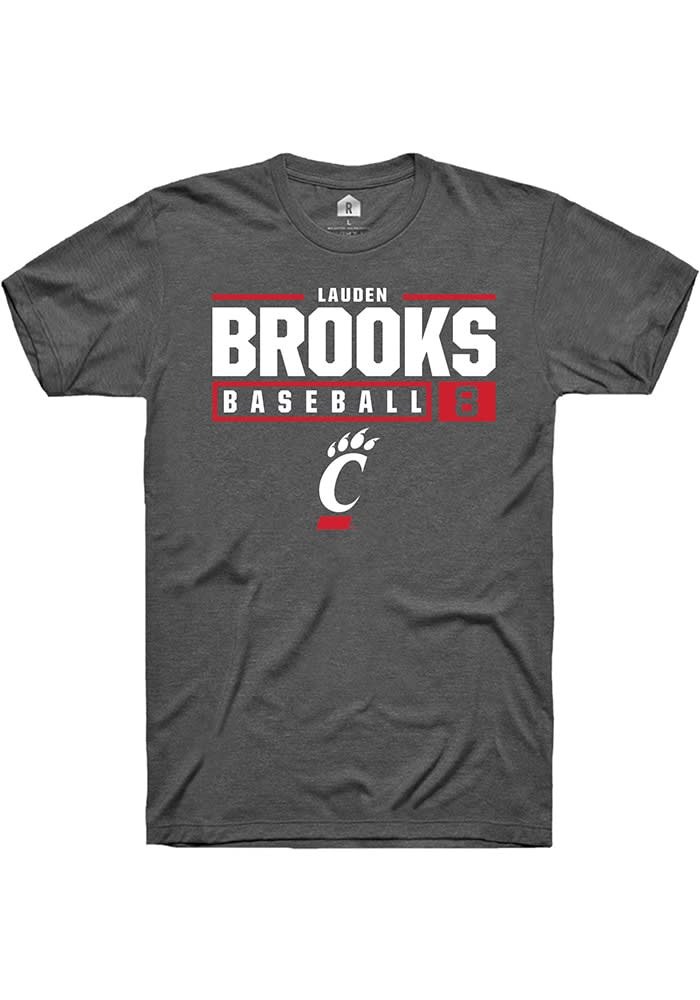 Lauden Brooks  Cincinnati Bearcats Dark Grey Rally NIL Stacked Box Short Sleeve T Shirt