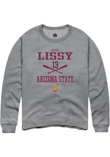Kayla Lissy  Rally Arizona State Sun Devils Mens Grey NIL Sport Icon Long Sleeve Crew Sweatshirt