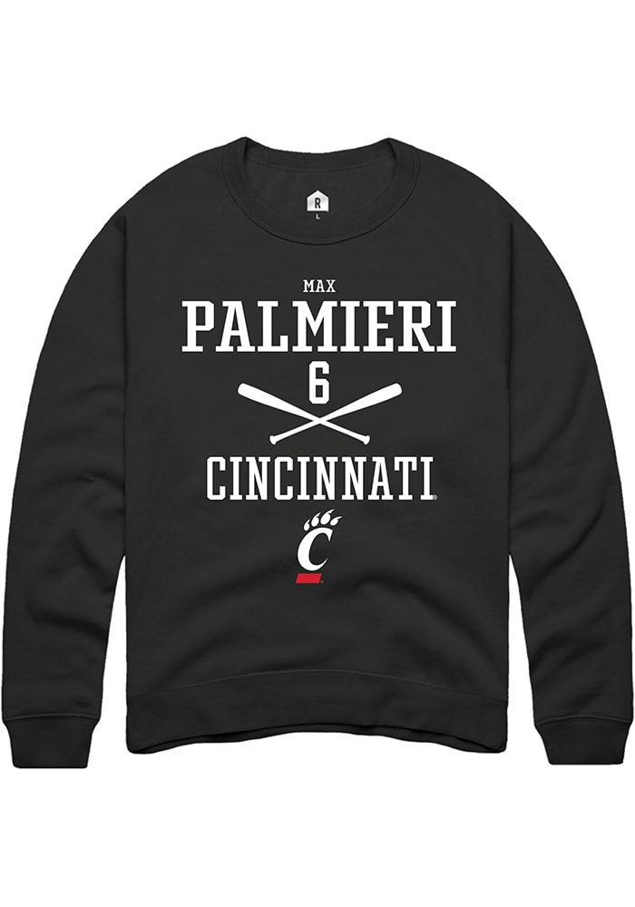 Max Palmieri Rally Cincinnati Bearcats Mens Black NIL Sport Icon Long Sleeve Crew Sweatshirt