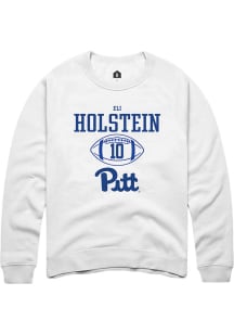 Eli Holstein  Rally Pitt Panthers Mens White NIL Sport Icon Long Sleeve Crew Sweatshirt