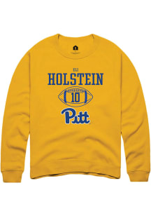 Eli Holstein  Rally Pitt Panthers Mens Gold NIL Sport Icon Long Sleeve Crew Sweatshirt