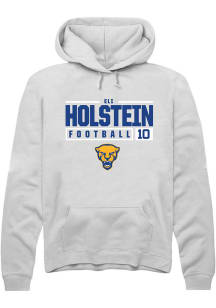 Eli Holstein  Rally Pitt Panthers Mens White NIL Stacked Box Long Sleeve Hoodie