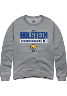 Eli Holstein  Rally Pitt Panthers Mens Grey NIL Stacked Box Long Sleeve Crew Sweatshirt