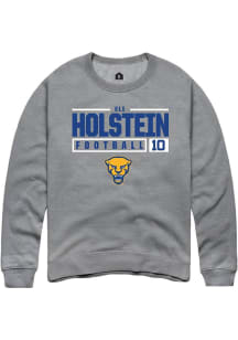 Eli Holstein  Rally Pitt Panthers Mens Graphite NIL Stacked Box Long Sleeve Crew Sweatshirt