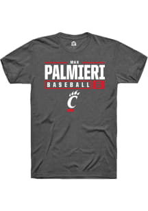 Max Palmieri  Cincinnati Bearcats Dark Grey Rally NIL Stacked Box Short Sleeve T Shirt