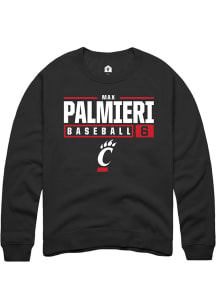 Max Palmieri  Rally Cincinnati Bearcats Mens Black NIL Stacked Box Long Sleeve Crew Sweatshirt