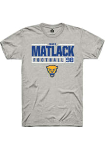 Nate Matlack  Pitt Panthers Ash Rally NIL Stacked Box Short Sleeve T Shirt