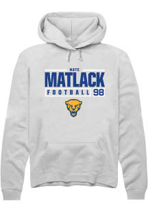 Nate Matlack  Rally Pitt Panthers Mens White NIL Stacked Box Long Sleeve Hoodie