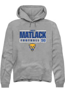 Nate Matlack  Rally Pitt Panthers Mens Grey NIL Stacked Box Long Sleeve Hoodie