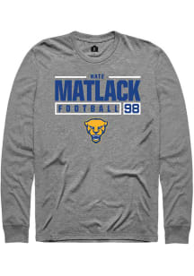 Nate Matlack  Pitt Panthers Grey Rally NIL Stacked Box Long Sleeve T Shirt