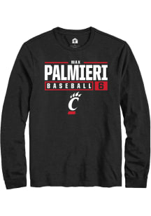 Max Palmieri  Cincinnati Bearcats Black Rally NIL Stacked Box Long Sleeve T Shirt