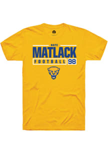 Nate Matlack  Pitt Panthers Gold Rally NIL Stacked Box Short Sleeve T Shirt