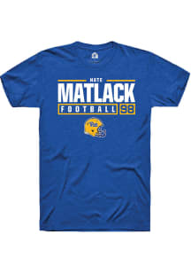 Nate Matlack  Pitt Panthers Blue Rally NIL Stacked Box Short Sleeve T Shirt