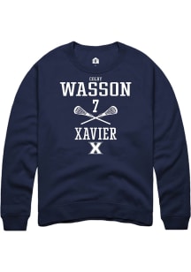Colby Wasson  Rally Xavier Musketeers Mens Navy Blue NIL Sport Icon Long Sleeve Crew Sweatshirt